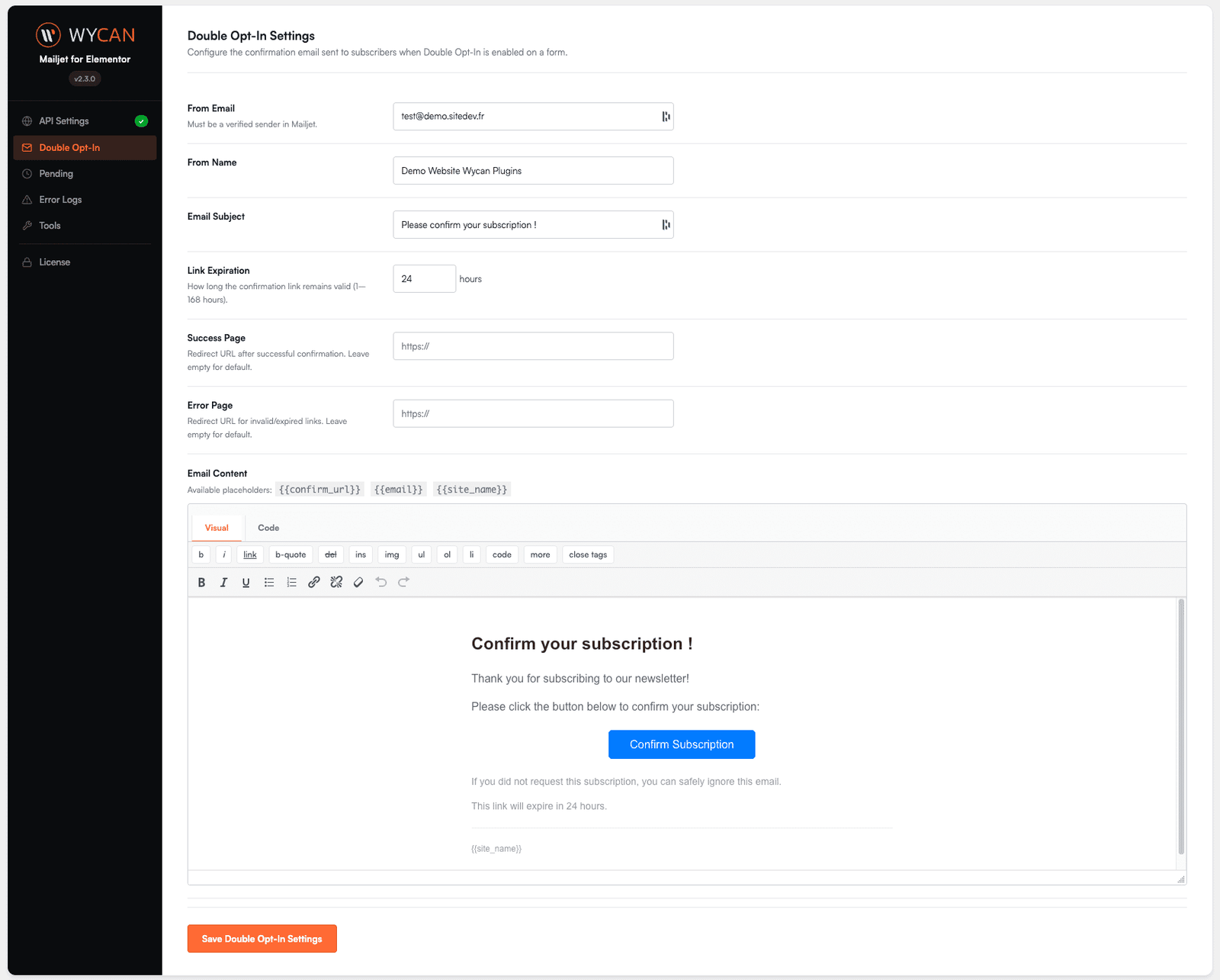 mailjet double optin