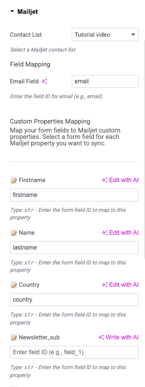 mailjet elementor form1