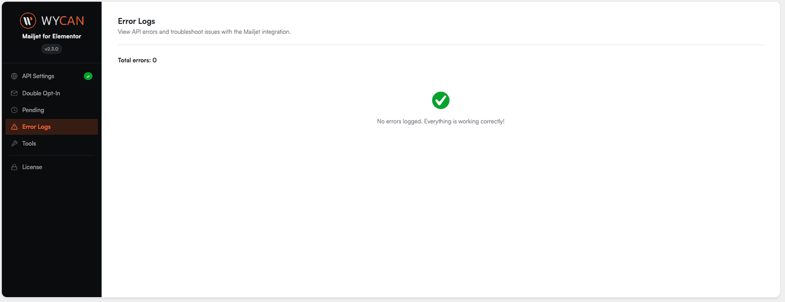 mailjet error log