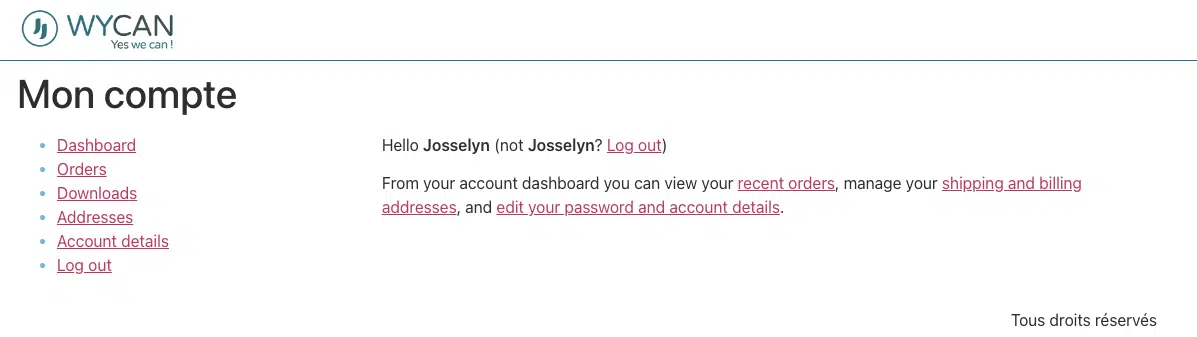 woocommerce page compte1