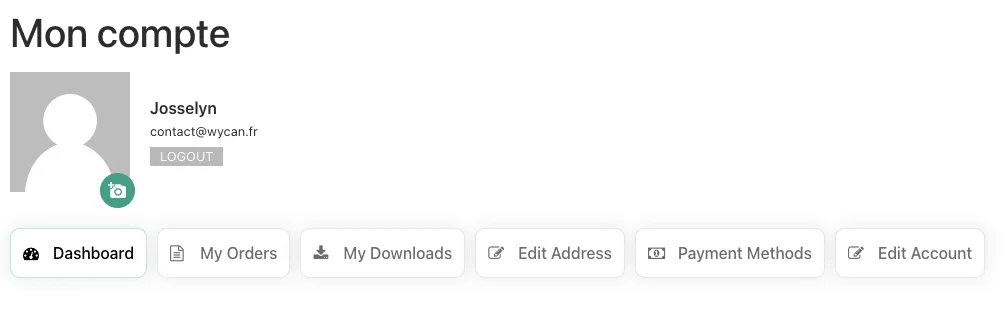 woocommerce page compte2
