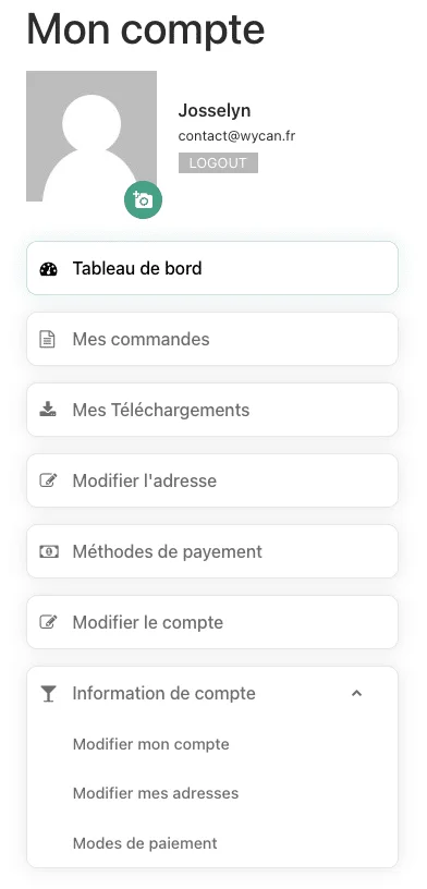 woocommerce page compte6