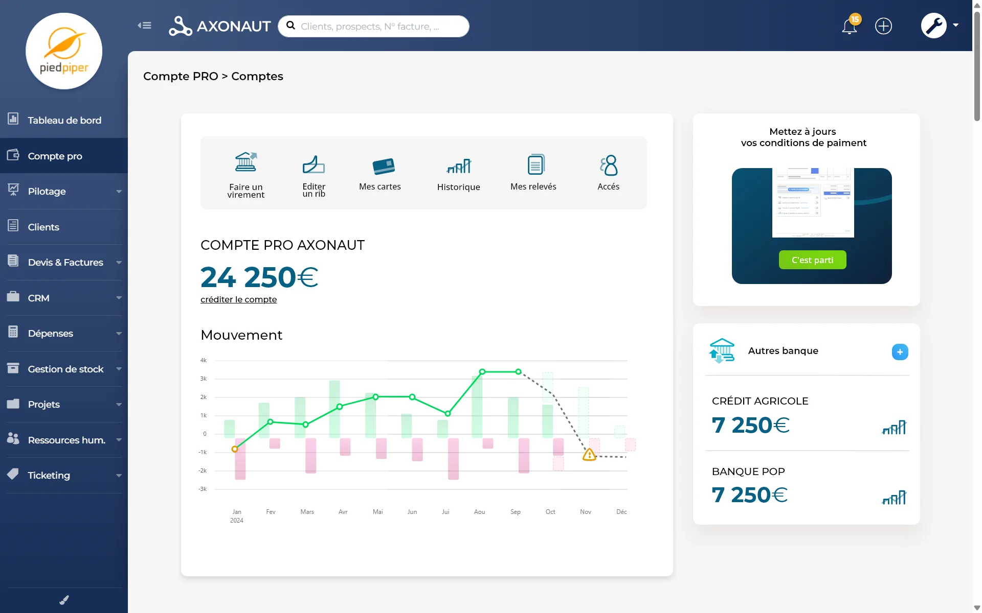 screen compte pro