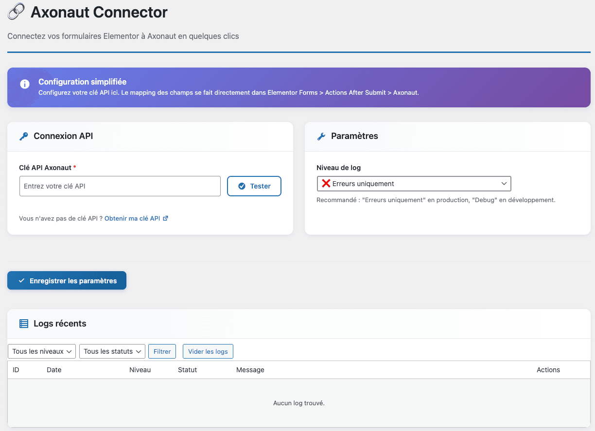 axonaut connecteur elementor