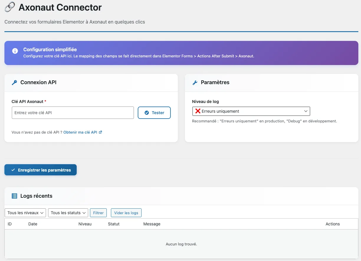 axonaut connecteur elementor