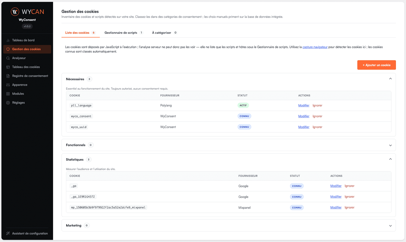 wyconsent plugin cookies rgpd loi 25 auto heberge2