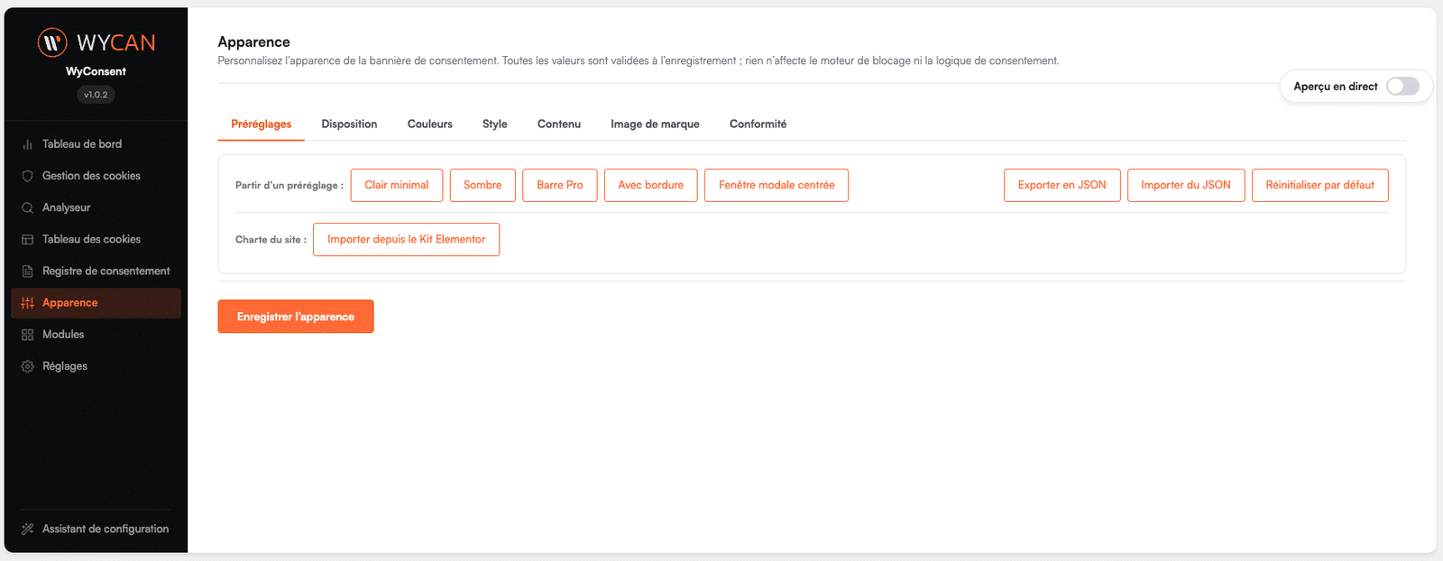 wyconsent plugin cookies rgpd loi 25 auto heberge6